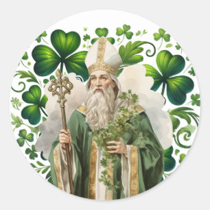 Sticker Rond St. Patricks Day Irlandais Shamrocks verts religie