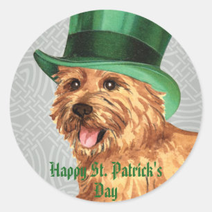 Sticker Rond St. Patrick's Day Norwich Terrier