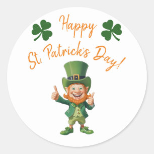 Sticker Rond St Patrick's Day Party-Leprechaun