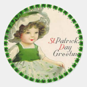 Sticker Rond St Patrick's Day Petite fille irlandaise