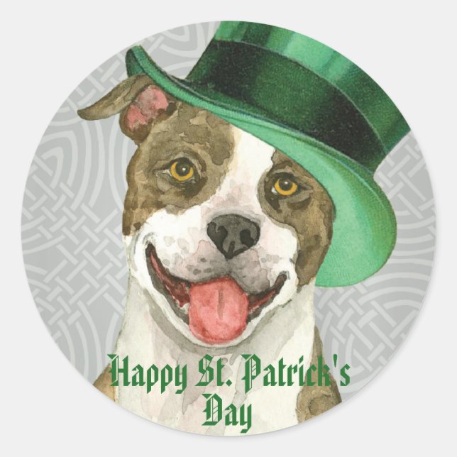 Sticker Rond St. Patrick's Day Pit Bull (Devant)