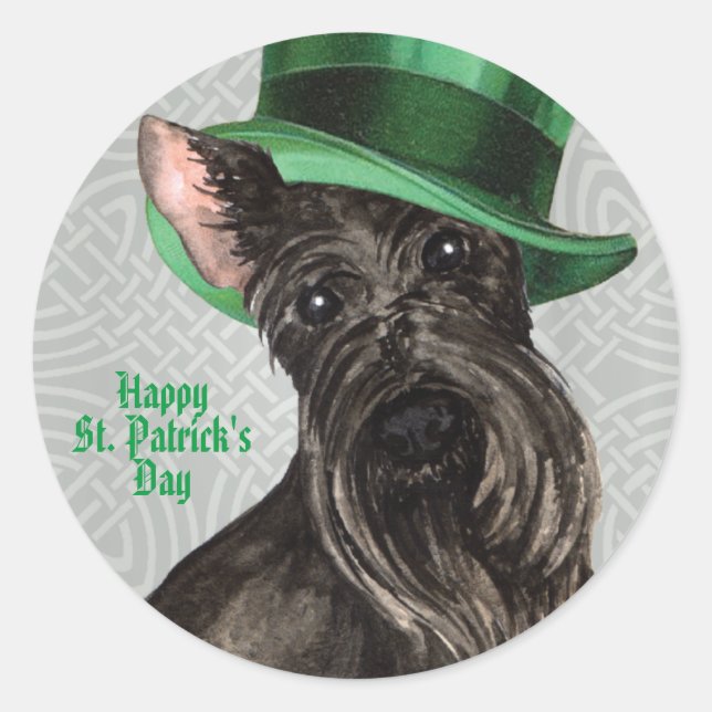 Sticker Rond St. Patrick's Day Scottish Terrier Classic Round S (Devant)