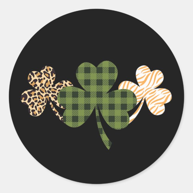 Sticker Rond St Patricks Day Shamrock Vert Irlandais St Patrick (Devant)