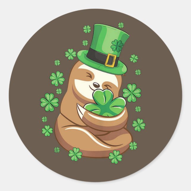 Sticker Rond St. Patrick's Day Sloth stcker (Devant)