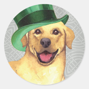 Sticker Rond St. Patrick's Day Yellow Lab