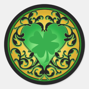 Sticker Rond St. Patrick's Heart Lucky Charm