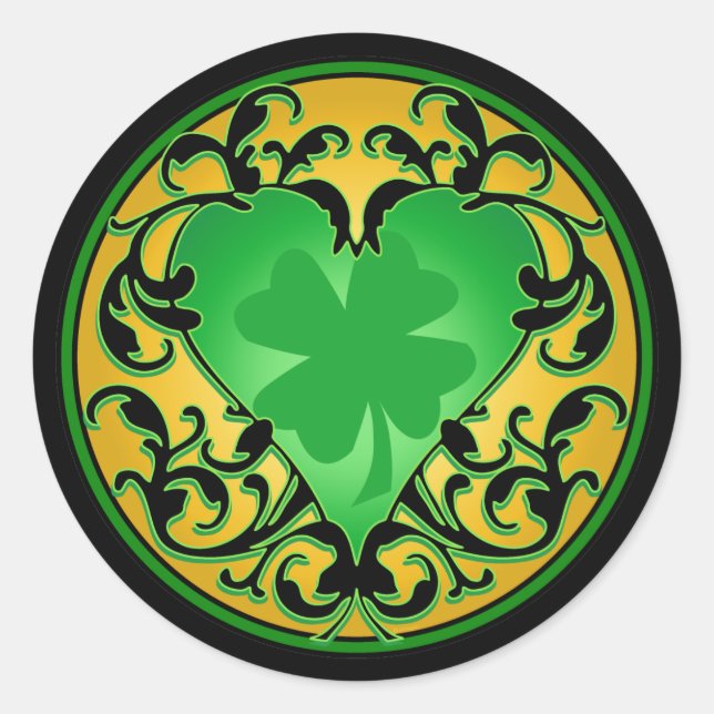 Sticker Rond St. Patrick's Heart Lucky Charm (Devant)