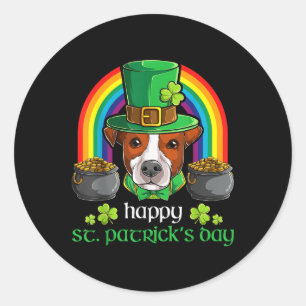 Sticker Rond St. Patricks Jack Russel Papa, Jack Russel Chien M