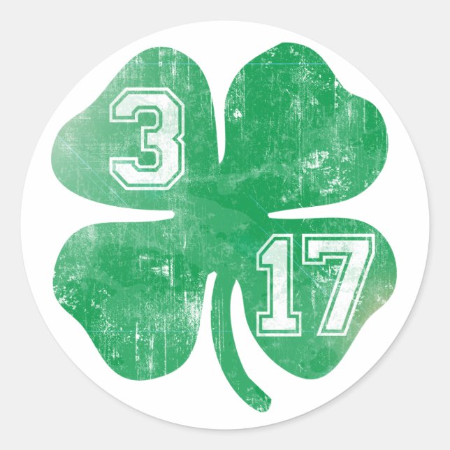 Sticker Rond St. Patricks Jour 3/17 Shamrock irlandais (Devant)