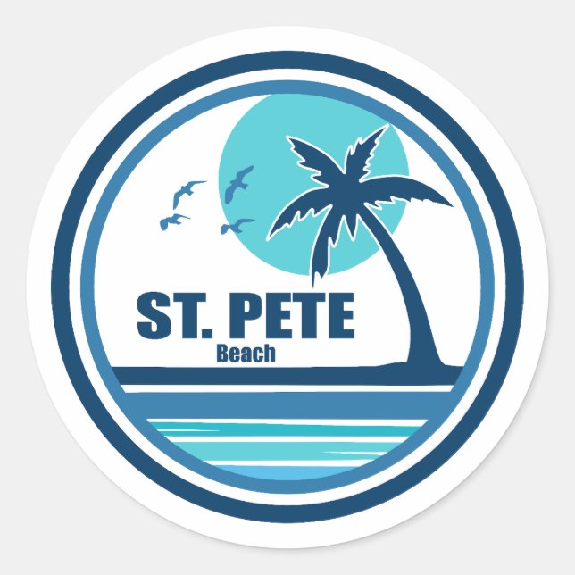 Sticker Rond St. Pete Beach Floride Palm Tree Birds (Devant)