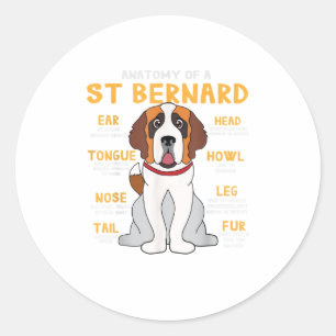 Sticker Rond St Saint Bernard Anatomie Funny Chien Maman Papa G
