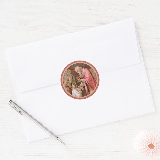 Sticker Rond St. Tarcisius recevant l'Eucharistie (BL 02) (Enveloppe)