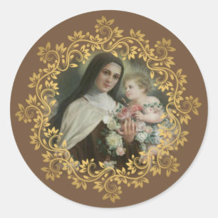 Sticker Rond St Therese de l'enfant Jésus peu de fleur