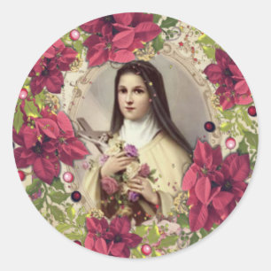 Sticker Rond St Therese de religieux floral de Noël de Jésus