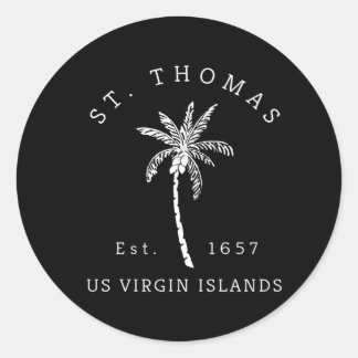 Sticker Rond St Thomas Usvi Beach Palm Tree Novelté