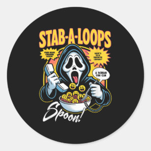 Sticker Rond Stab-a-loops Horror Cereal Box Halloween