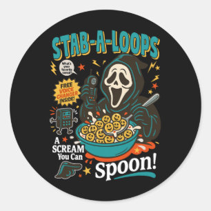 Sticker Rond Stab-a-loops Horror Cereal Box Halloween Killer Br