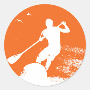 Sticker Rond Stabilisez le surfeur de pagayage