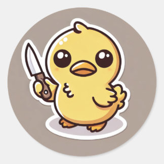 Sticker Rond Stabilité : Le Canard Kawaii