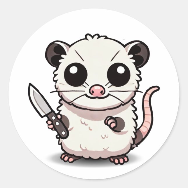 Sticker Rond Stabilité : Le Kawaii Possum (Devant)