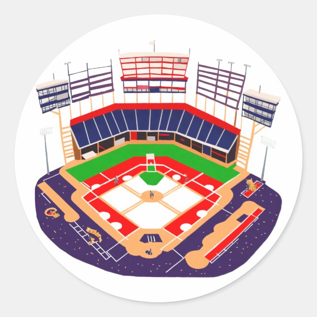 Sticker Rond Stade de baseball avec une foule totale (Devant)