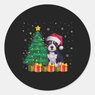 Sticker Rond Staffordshire américain Terrier Santa Hat Noël
