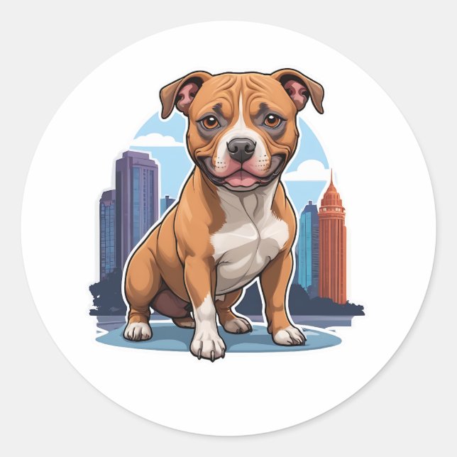 Sticker Rond Staffordshire Bull Terrier (Devant)