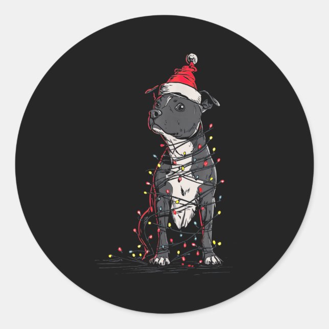 Sticker Rond Staffordshire Bull Terrier Christmas Graphics Dog  (Devant)