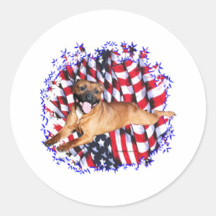 Sticker Rond Staffordshire Bull Terrier Patriot