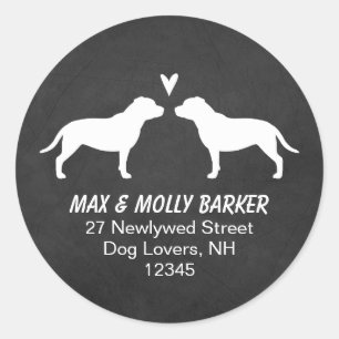 Sticker Rond Staffordshire Bull Terriers Love Adresse de retour