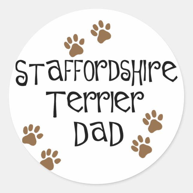 Sticker Rond Staffordshire Terrier Papa (Devant)