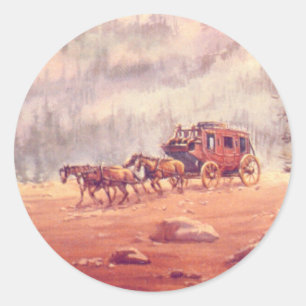 Sticker Rond STAGECOACH & CHEVAUX par SHARON SHARPE
