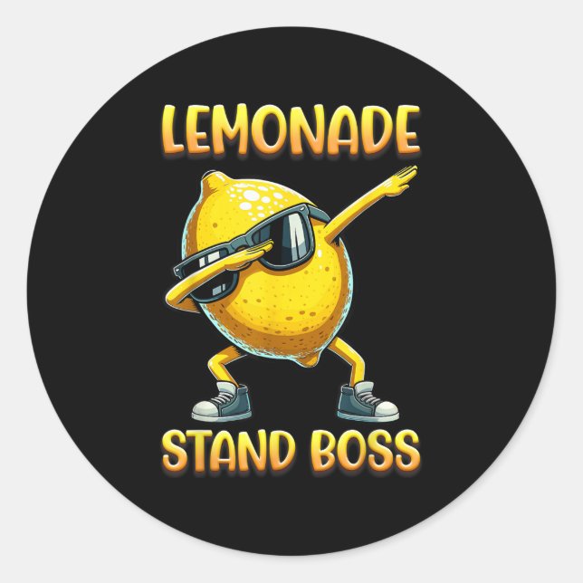 Sticker Rond Stand de citronnade Boss Été Entrepreneur Cool Lem (Devant)