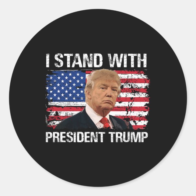 Sticker Rond Stand President Trump American Flag Trump 2024 Men (Devant)