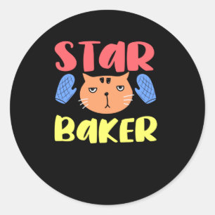 Sticker Rond Star Baker Chats Amoureux des chats Bakers Bake