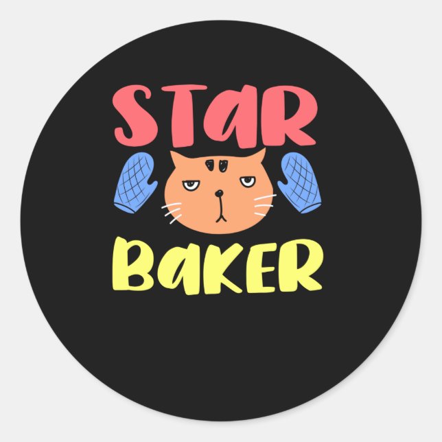 Sticker Rond Star Baker Chats Amoureux des chats Bakers Bake (Devant)