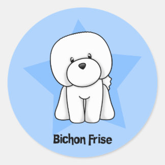 Sticker Rond Star de Kawaii Bichon Frise