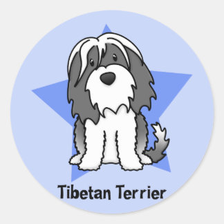 Sticker Rond Star de Kawaii Terrier tibétain