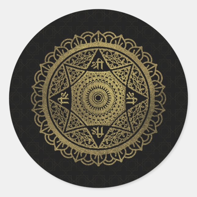 Sticker Rond Star d'or de Lakshmi - Ashthalakshmi Sri (Devant)