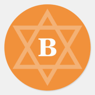 Sticker Rond STAR DU cool DAVID orange initiale en gras