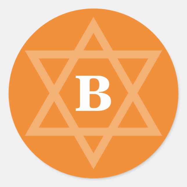 Sticker Rond STAR DU cool DAVID orange initiale en gras (Devant)