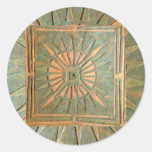 Sticker Rond STAR DU MATIN, vert, jaune brun