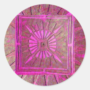 Sticker Rond STAR DU MATIN, violet rose