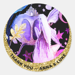 Sticker Rond *~* Star Moon Fairy Tales Gold Parties scintillant