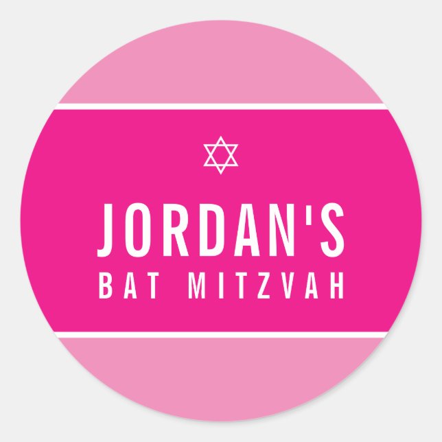 Sticker Rond STAR OF DAVID joli logo bat mitzvah rose (Devant)