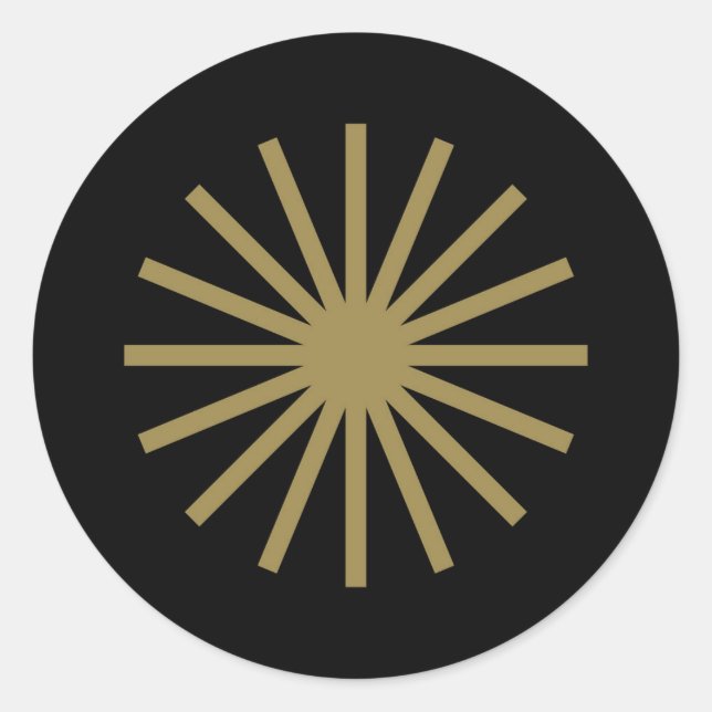 Sticker Rond Starburst Noir et Or (Devant)