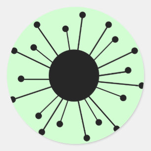 Sticker Rond Starburst rétro du milieu du siècle