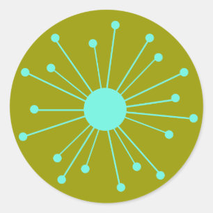 Sticker Rond Starburst rétro du milieu du siècle