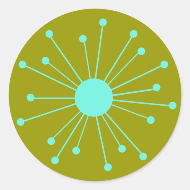 Sticker Rond Starburst rétro du milieu du siècle (Devant)