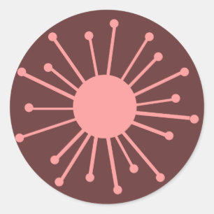 Sticker Rond Starburst rétro du milieu du siècle
